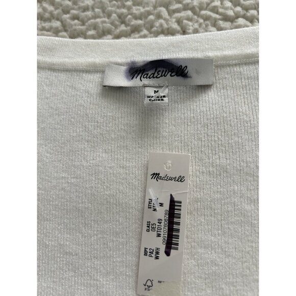 Madewell $98 The Signature Knit Scoopneck Cardigan Winter White Size M NT609 - Picture 5 of 12